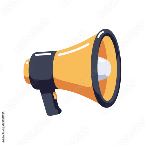 A chunky, robust 2D flat vector megaphone icon, rendered with solid, impactful colors and clean, thick lines, presenting a minimalist graphic style isolated on white.