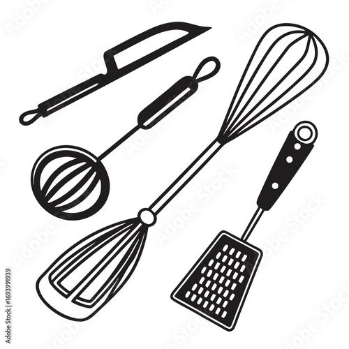 Kitchen utensils whisk grater knife ladle kitchen tools cooking utensils