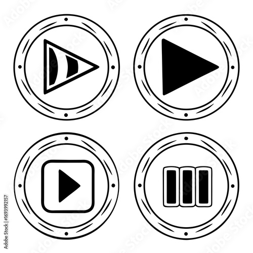 Media control icons play pause stop forward play icon pause icon