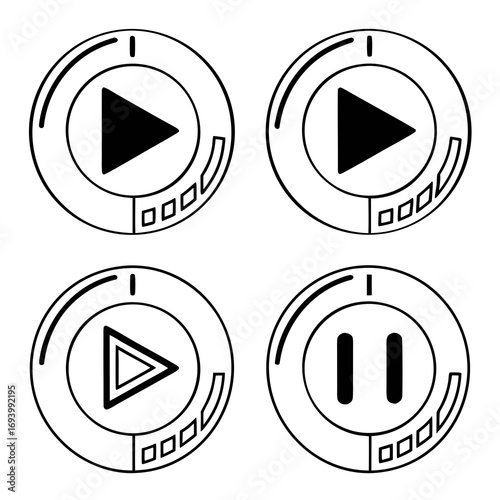 Media control icons play pause stop play icon pause icon