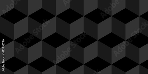 Abstract black geometric cube wall creative concept triangle overlap square technology background. vector digital cubes fabric and wallpaper grid block texture background.	
