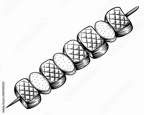 Delicious Grilled Skewer Illustration for Food Bloggers and Restaurant Menus with Appetizing Presentation