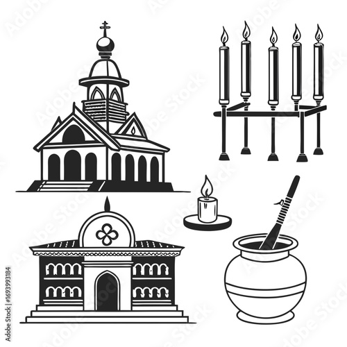 Religious buildings and ritual objects church temple