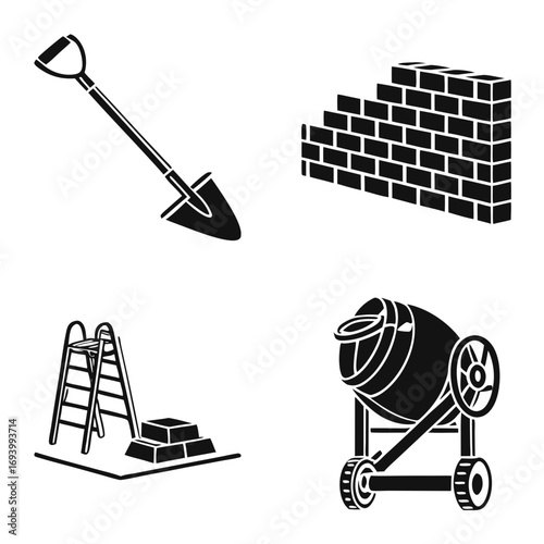 Shovel brick wall ladder cement mixer spade bricks