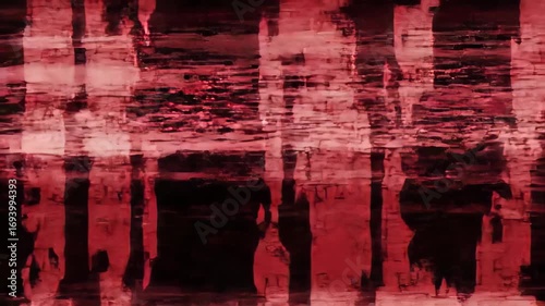 Abstract Red and White Textured Background with Distorted Vertical Stripes and Lines