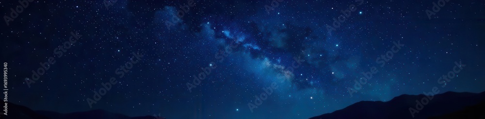 Fototapeta premium Sparkling stars scattered across an inky black night sky , backdrop, dark