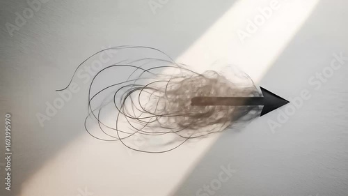 An arrow cuts through a tangled mess, transforming chaos into clarity and creating a simple, focused path forward