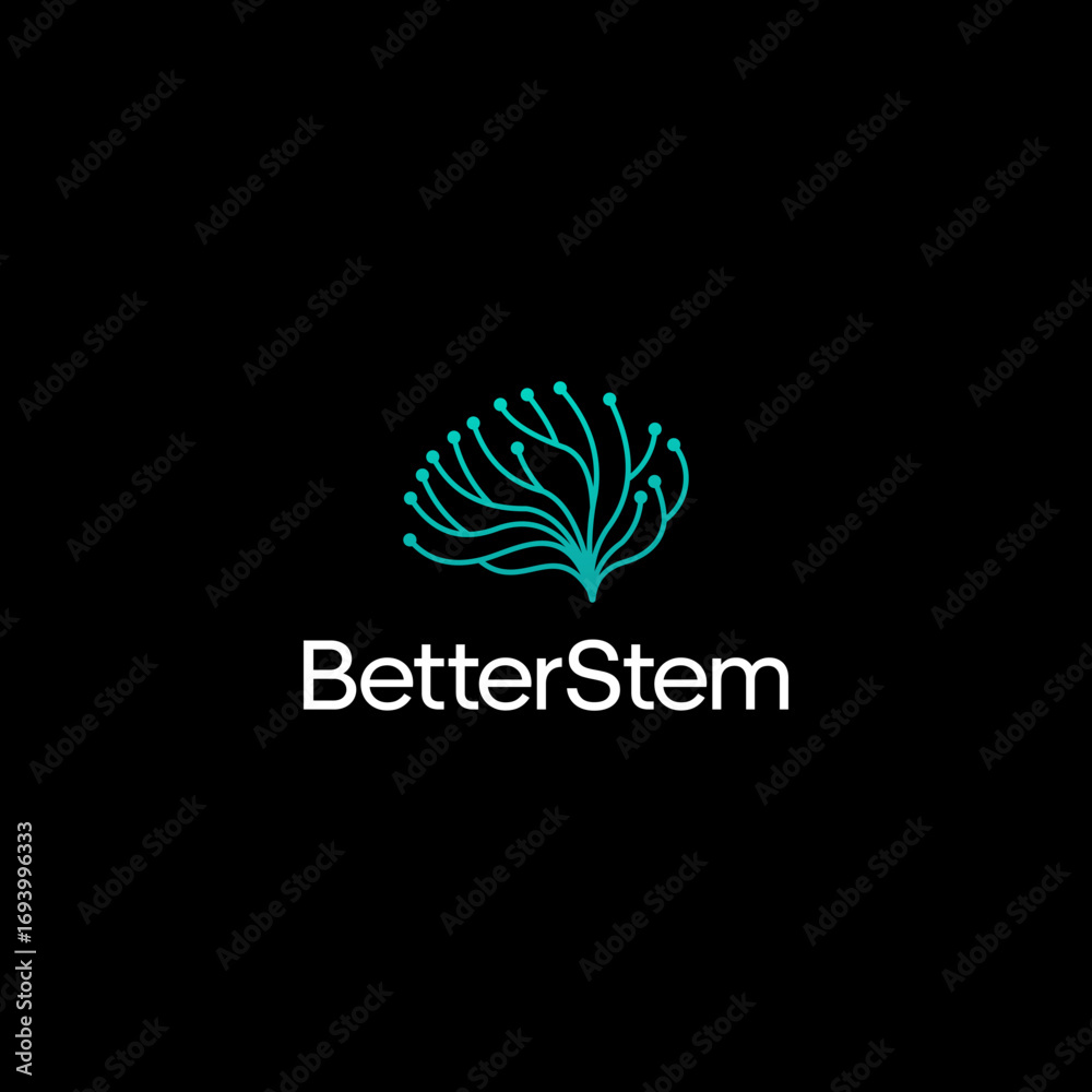 Fototapeta premium Brain brainstorming with a dot connect line art syle logo design vector