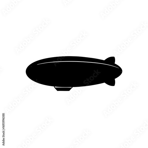 Silhouette of a black zeppelin on transparent background