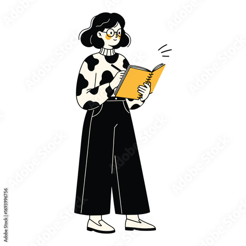 girl writing in diary vector illustration
