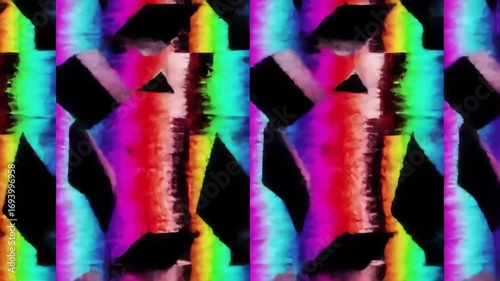 Dynamic Abstract Background with Rainbow Colors and Geometric Shapes in Motion