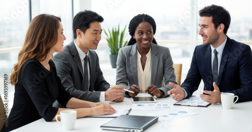 Group of business people sitting around a table