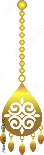 Golden Kazakh pendant with beads № S2-12
