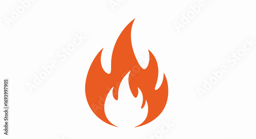 Stylized Orange Flame Fire Icon Vector Illustration for Design