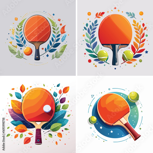tabletennis designed in a colorful vector collage of combined vivid components.