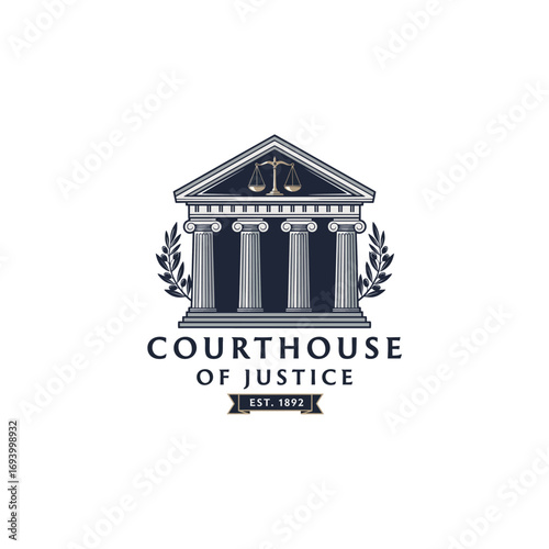 courthouse justice logo premium concept