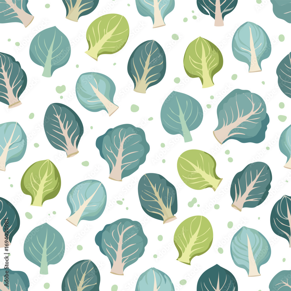 Obraz premium Brussels Sprouts soft pastel vector seamless design for endless tiling.