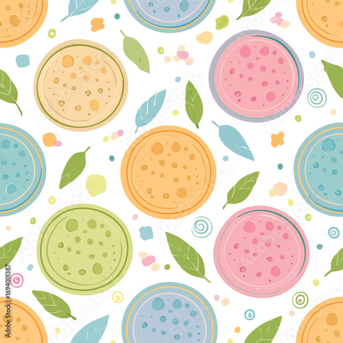 Chapati soft pastel vector seamless design for endless tiling.