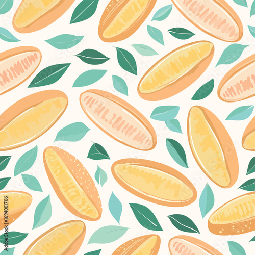 Cuban Bread soft pastel vector seamless design for endless tiling.