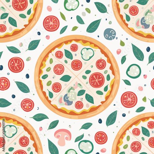 Pizza soft pastel vector seamless design for endless tiling.