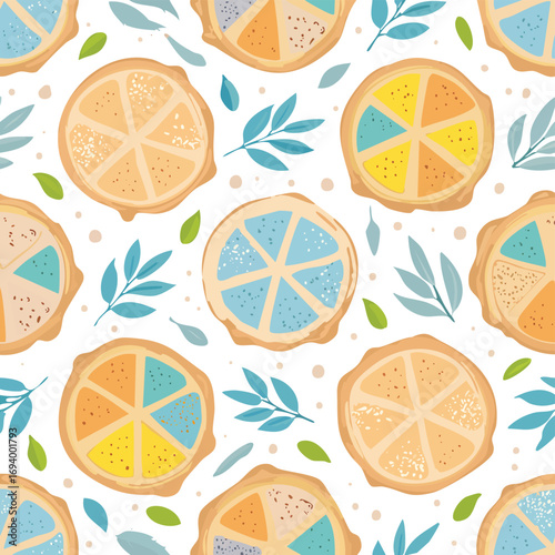 Turkish Pide soft pastel vector seamless design for endless tiling.