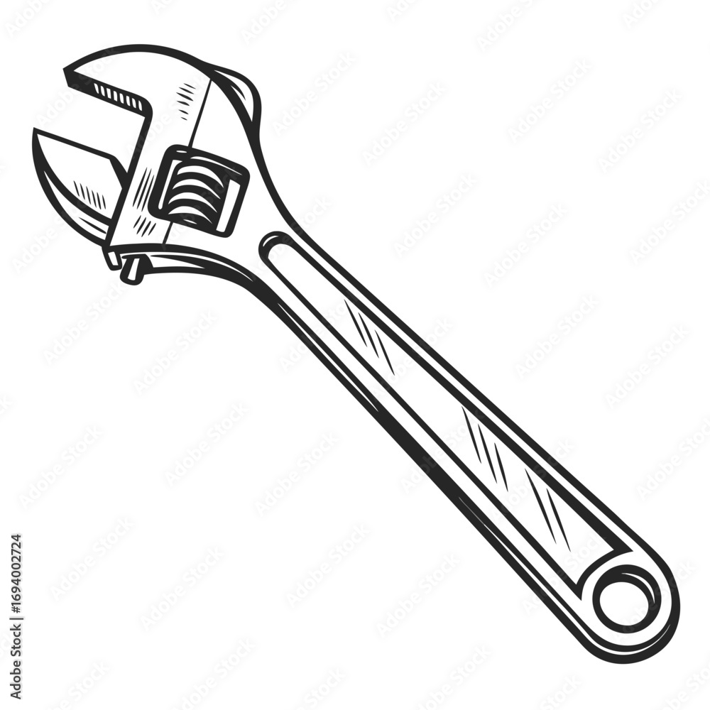 Obraz premium Adjustable wrench tool illustration mechanical hardware