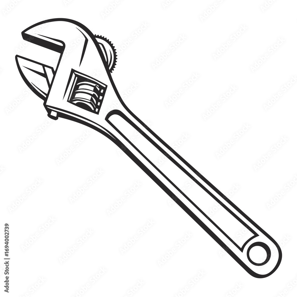 Obraz premium Adjustable wrench tool illustration hardware mechanical