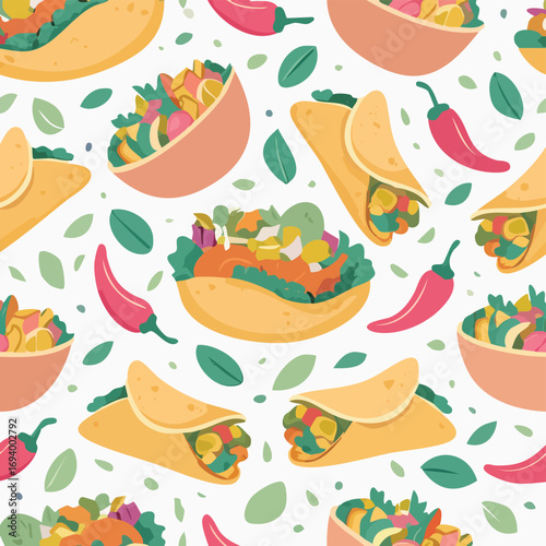 Chicken Fajitas gentle pastel-colored vector pattern perfect for seamless backgrounds.