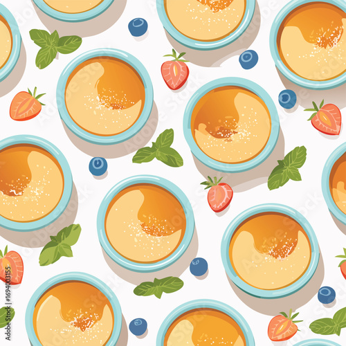 Crème Brûlée gentle pastel-colored vector pattern perfect for seamless backgrounds.