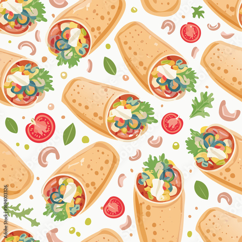 Chicken Enchiladas gentle pastel-colored vector pattern perfect for seamless backgrounds.