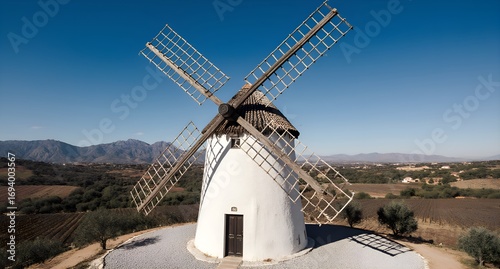 Spanish Windmill Landscape Aerial View