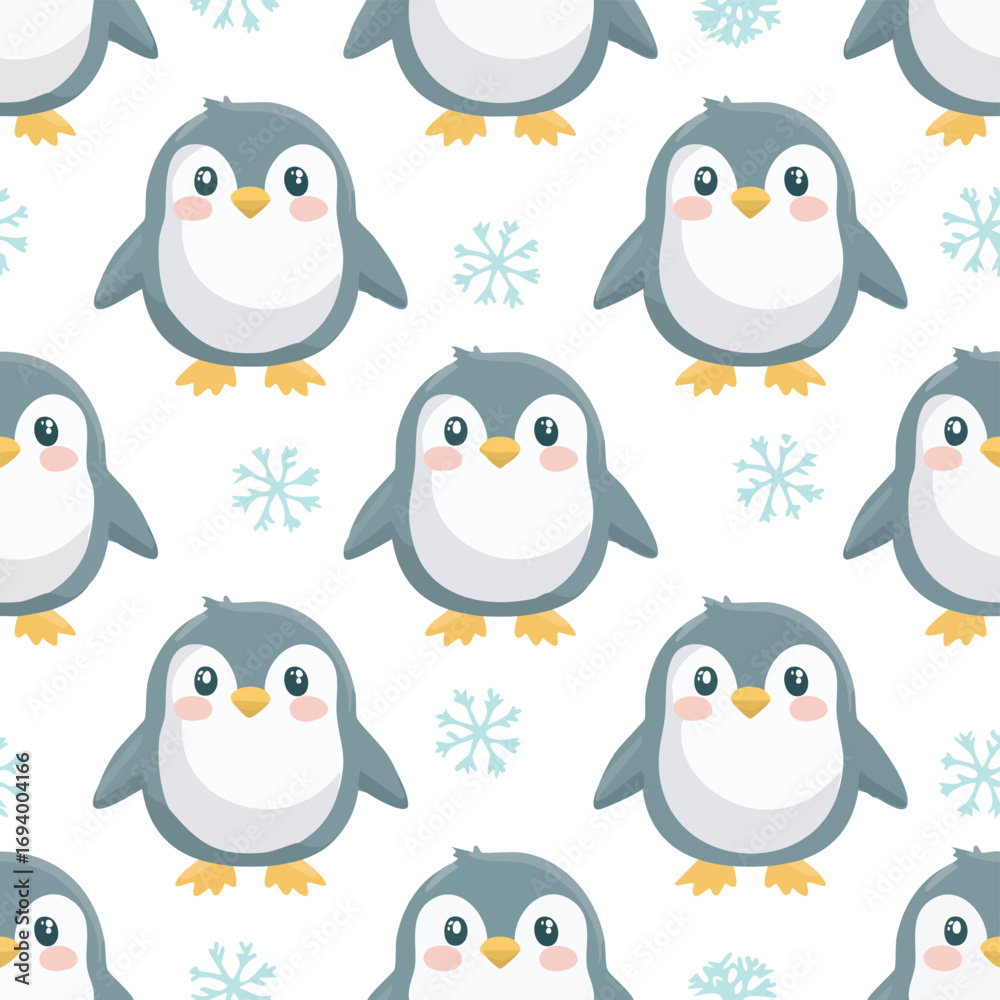 Obraz premium Penguin harmonious pastel vector pattern ideal for seamless textures.