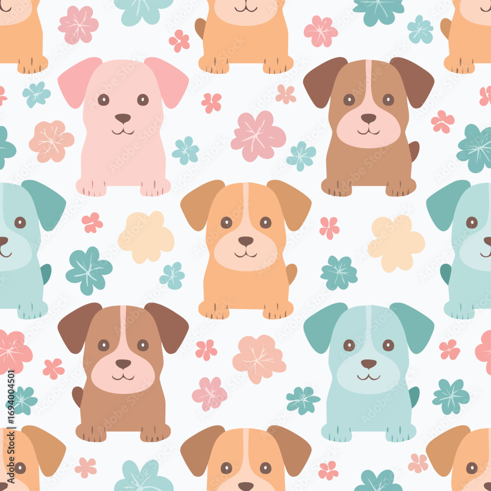 Fototapeta premium Dog harmonious pastel vector pattern ideal for seamless textures.