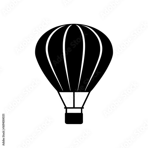 Silhouette of a hot air balloon on transparent background