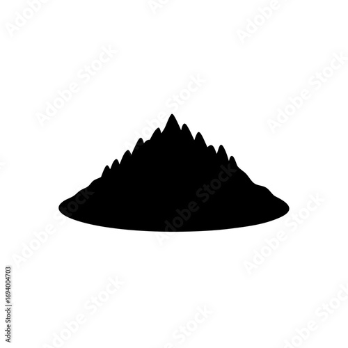 Silhouette of mountain range on transparent background