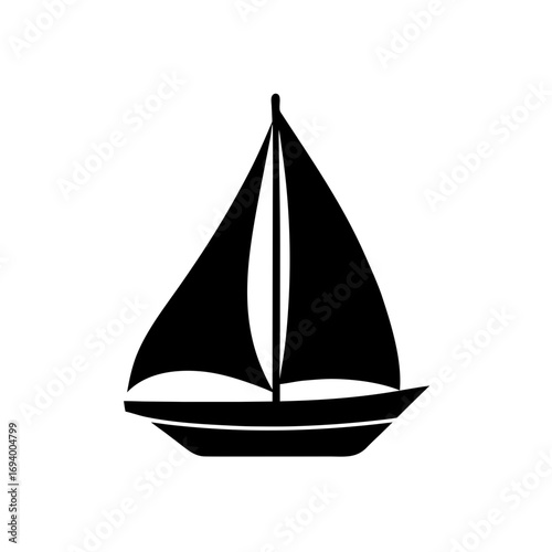 Silhouette of a sailboat ship on transparent background