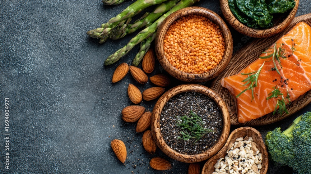 Fototapeta premium By prioritizing balanced nutrition, individuals support energy and wellness, selecting nutrient-rich foods that sustain body and mind.