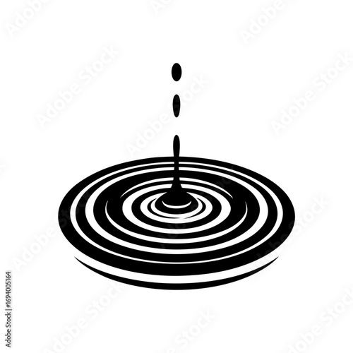 Water drop creating ripple effect on transparent background silhouette