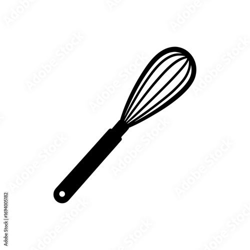 Isolated whisk kitchen utensil on transparent background silhouette