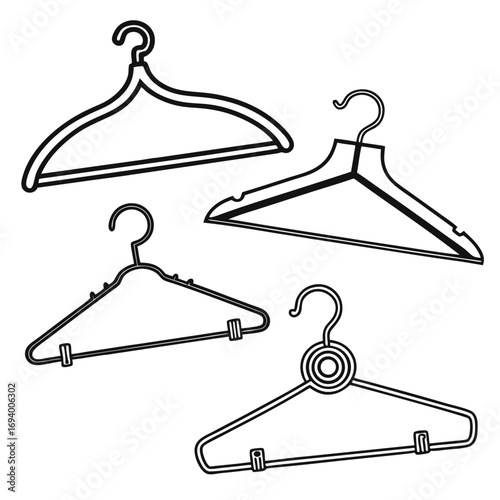 Clothing hangers collection curved outline garment hangers wardrobe hangers