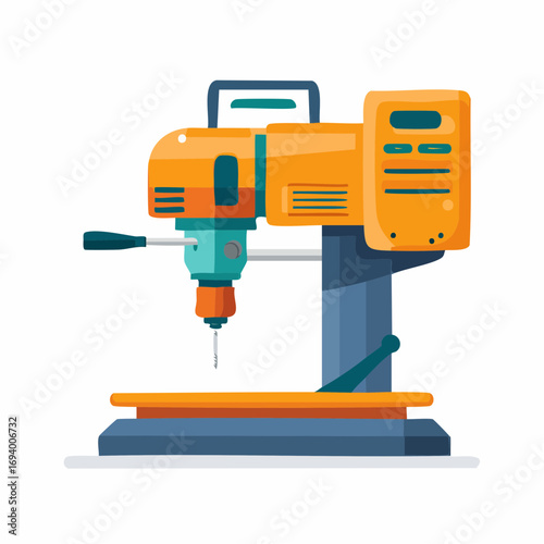 Drill Press Industrial Machine for Workshop and Engineering Vector