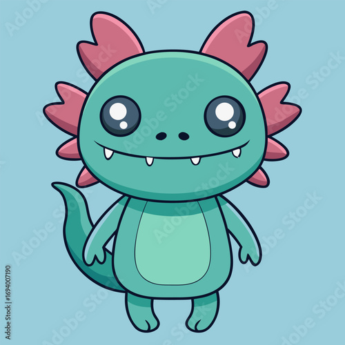 Cute axolotl zombie shows stitches and green skin but still looks adorable