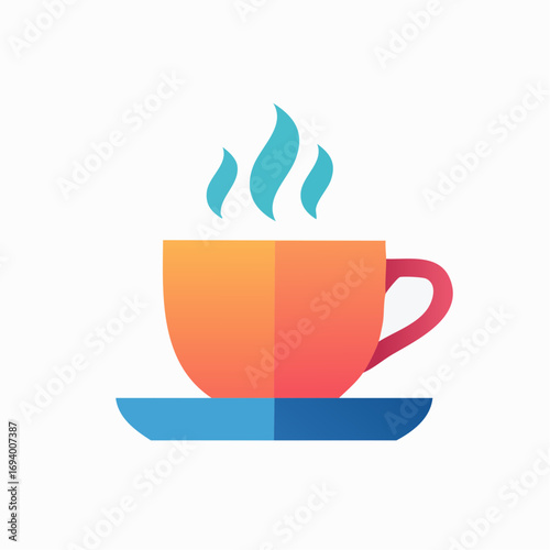Hot Coffee Cup Drink with Steam Beverage Vector Illustration