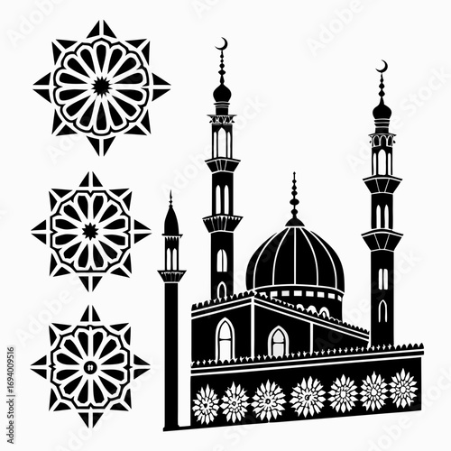 Islamic mosque and geometric patterns architecture
