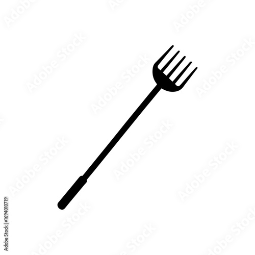 Illustration of a garden rake on transparent background silhouette
