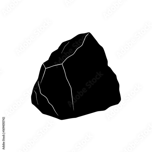 Isolated black rock boulder art on transparent background silhouette