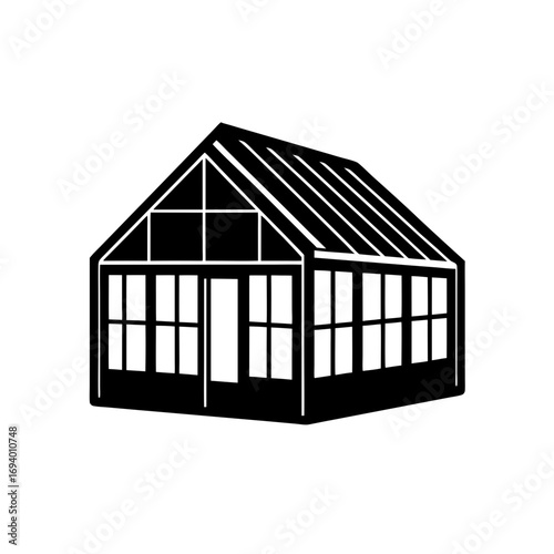 Illustration of a greenhouse on transparent background silhouette