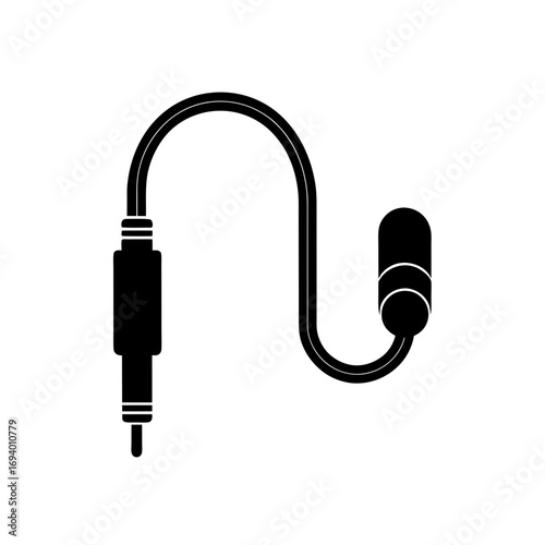 Audio connector cable graphic on transparent background silhouette