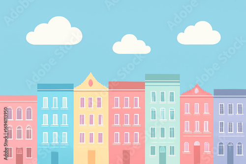 vector illustration of a city. buildings with pastel paint