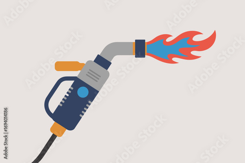 Vector Illustration of a Blowtorch with Flames Depicted in a Cartoon Style Ideal for Industrial or Construction Themes